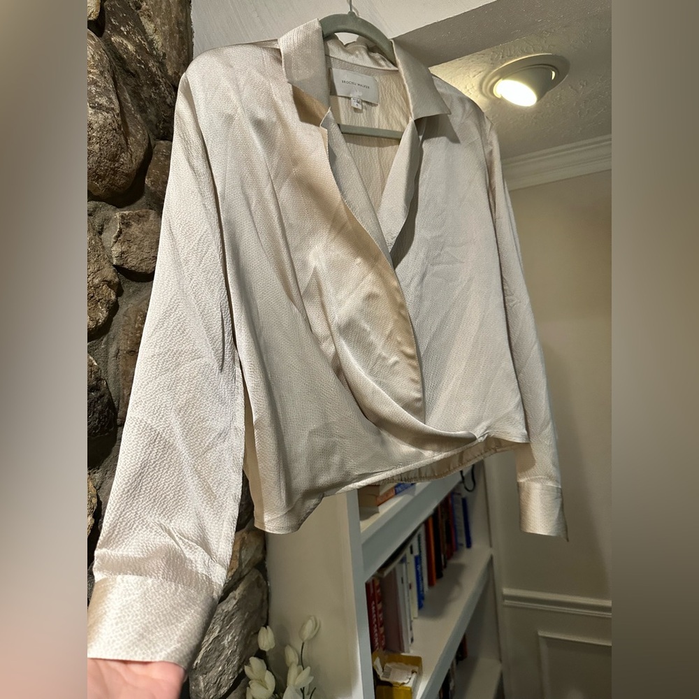 Brochu Walker $358 Mayes Silk Wrap Top - Champagne. Size S. - Picture 6 of 13